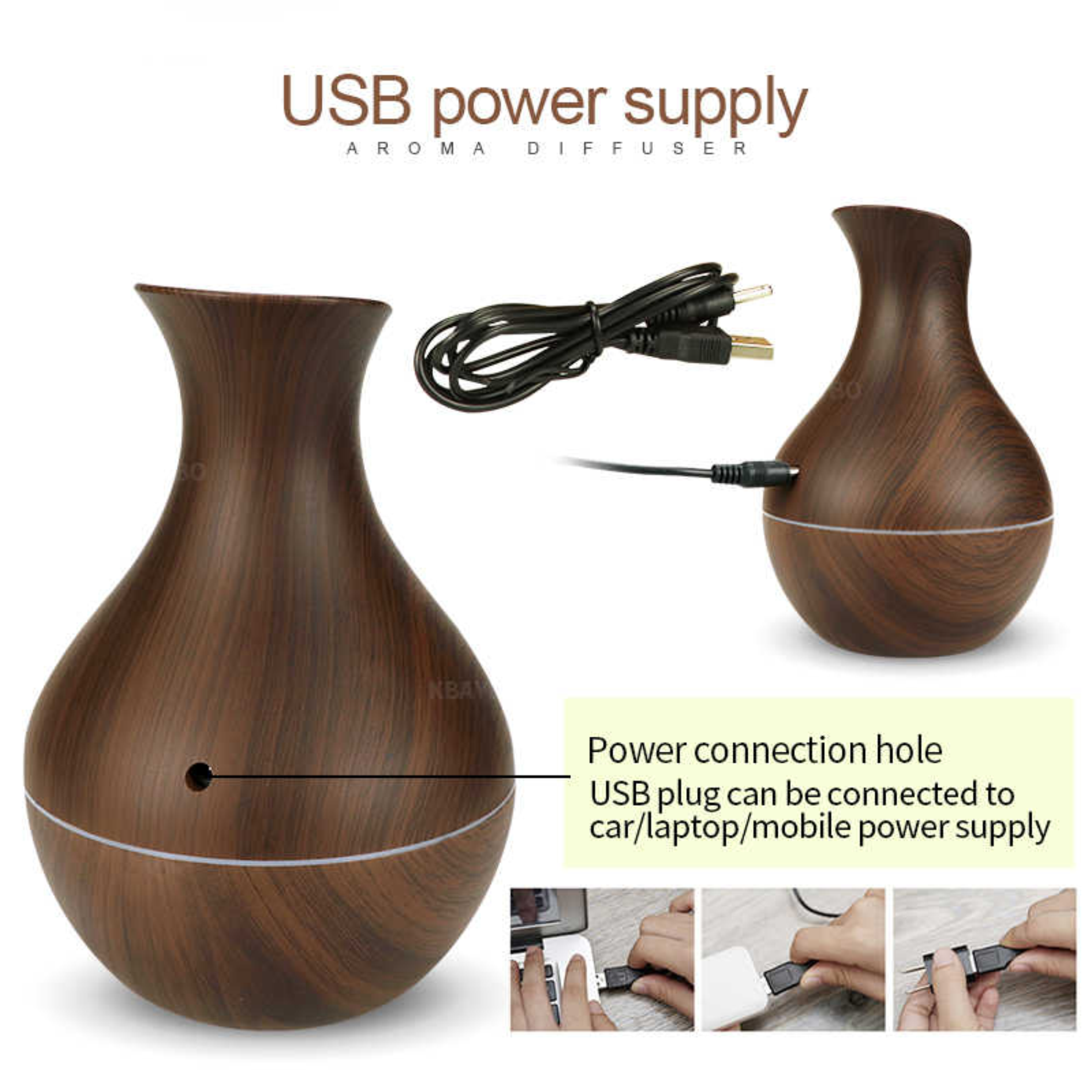 Vista 2 de Humidificador Difusor Aroma Pebetero LED